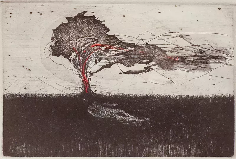 Image: Brian Comber, “That Place of Amusement,” etching with collage.