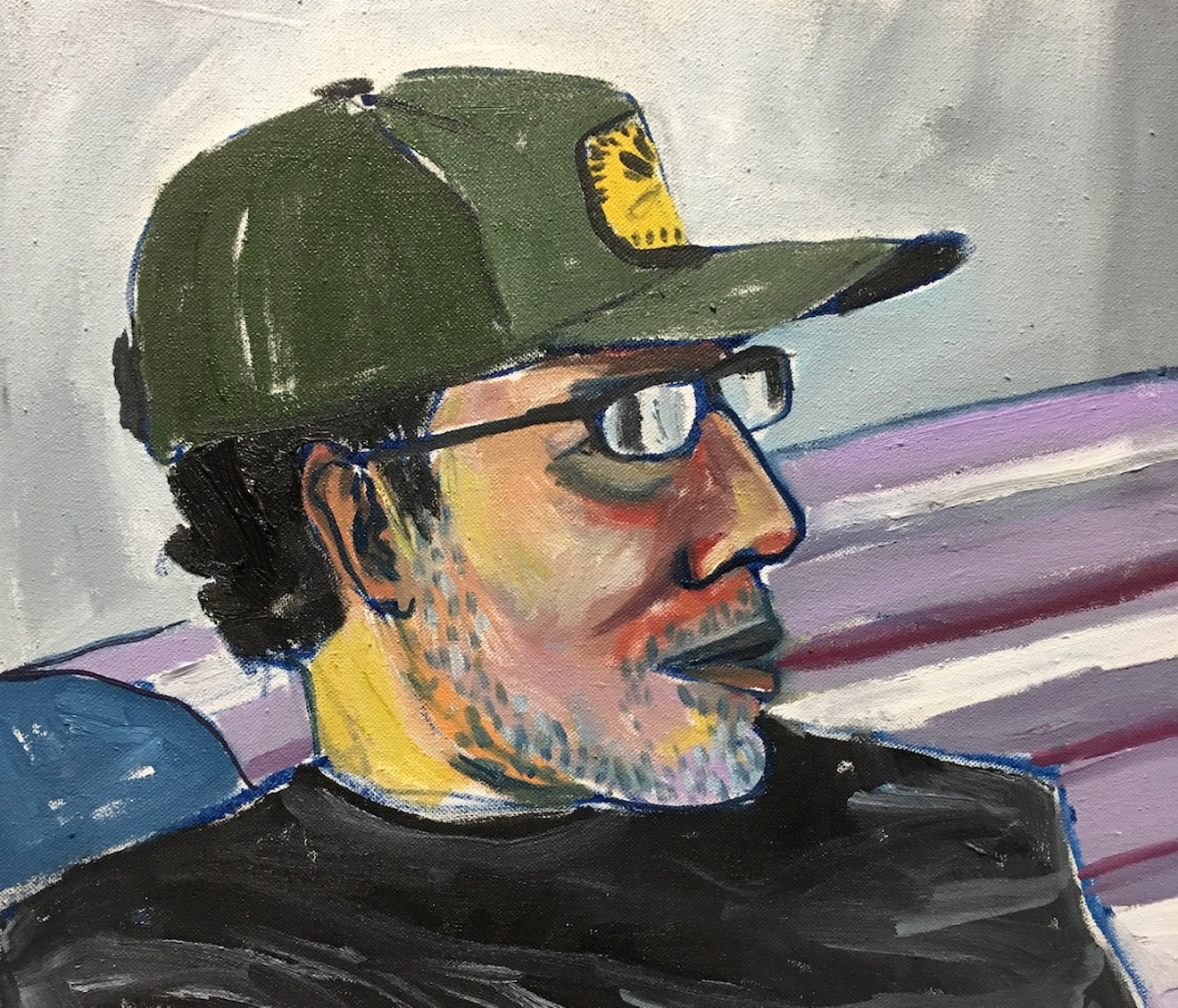 Cruz Ortiz, “Pinche Steve,” (portrait of Esteban Peralta), oil on canvas, 2017.