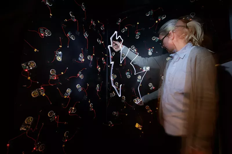 Image: Jordan Knecht, "Light Speaks," light-activated re-recordable sound installation, 2017.