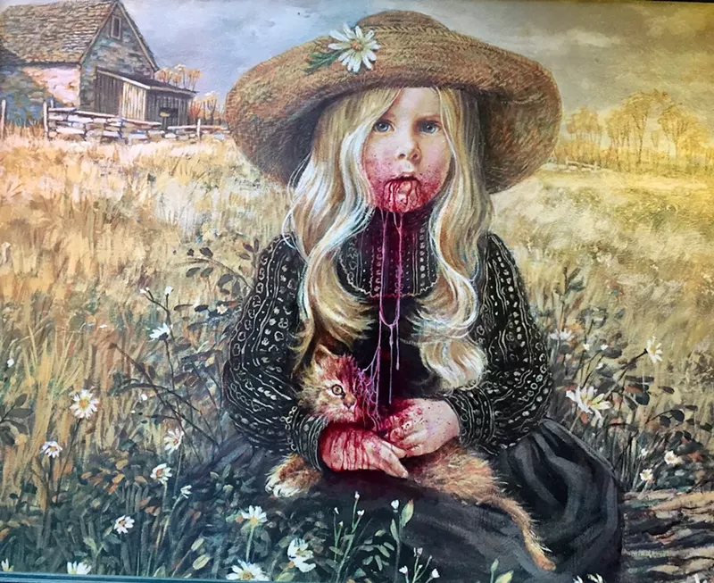 Image: A new work from artist Joshua Finley’s gored-out Re-arted IV thrift-store series.