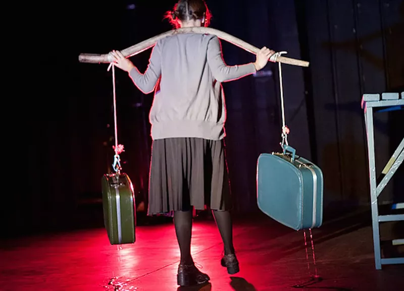 Image: Julie Rada in a murder one less, at the Boulder Fringe Festival and BINDERY | space, 2009.