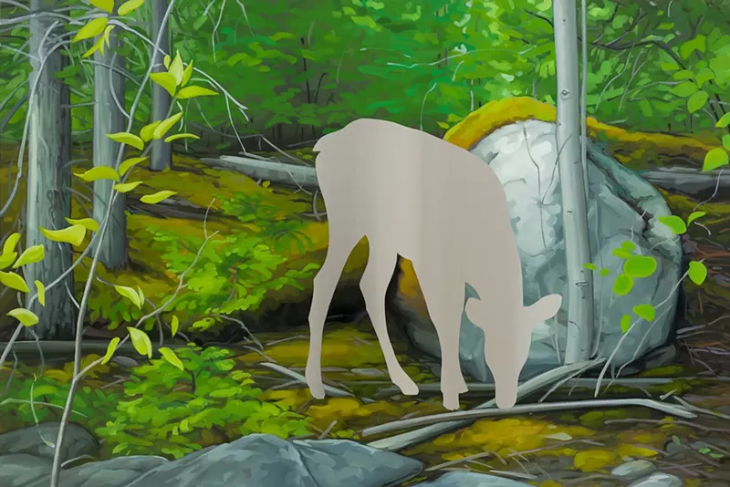 Image: Mai Wyn Schantz, “Foraging,” oil on stainless steel.