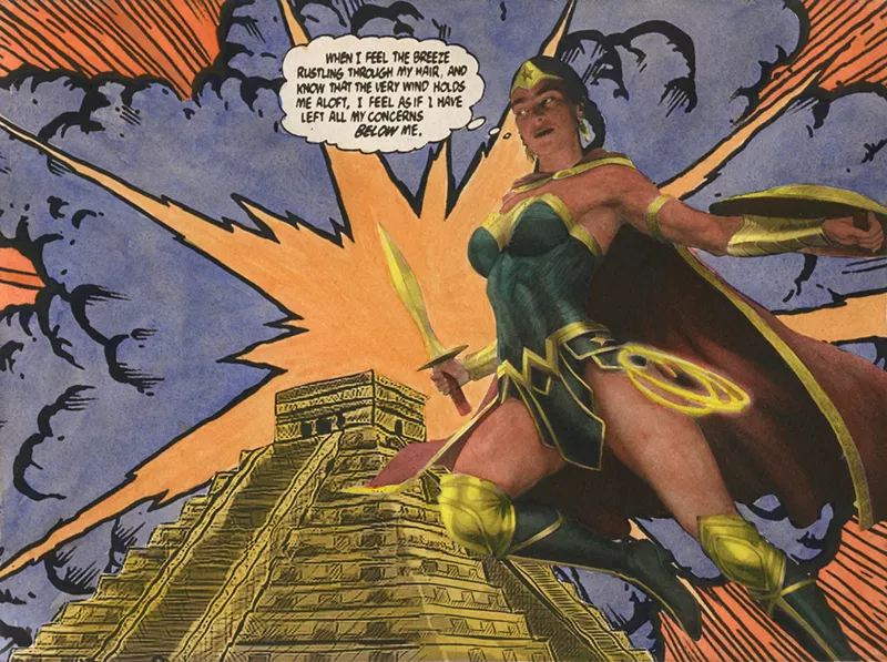 Image: Tony Ortega, "Wonder Woman Frida," hand-colored etching.