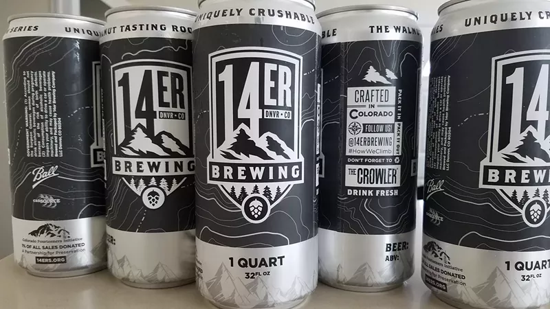 Image: 14er Brewing will begin selling 32-ounce Crowler cans this weekend in a new RiNo space.