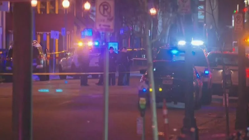 Image: The scene of the quintuple shooting at 15th and Market early on March 10.