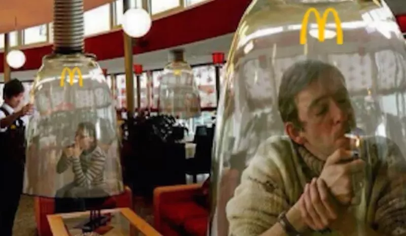 Image: The photo with the spoof news story about Colorado McDonald's restaurants turning their play areas into pot smoking lounges.