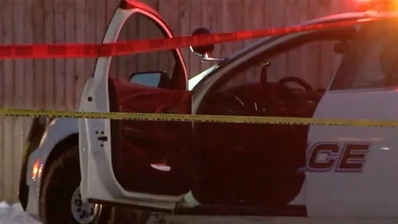Image: From the scene of a police shooting in Aurora on Saturday.