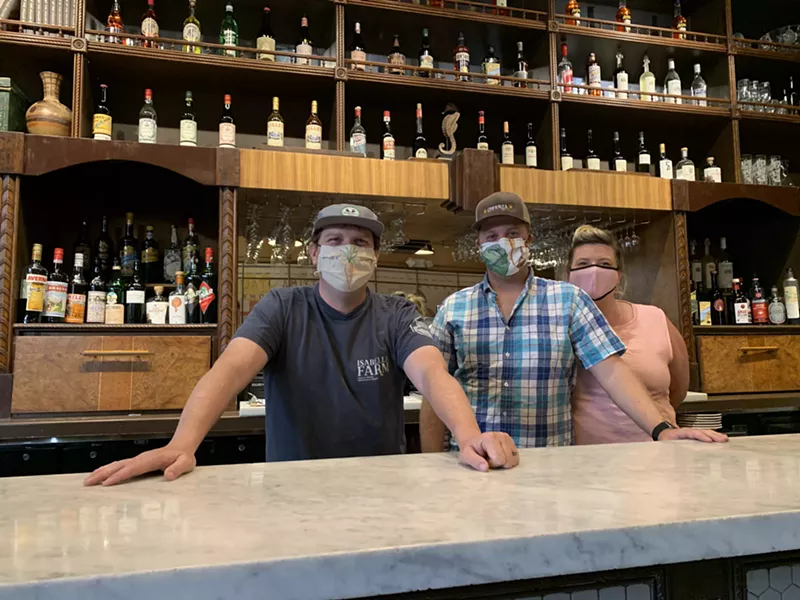 Image: Paul Reilly (left), JP Taylor and Aileen Reilly are serving takeout at Coperta and are nearly ready to welcome customers.