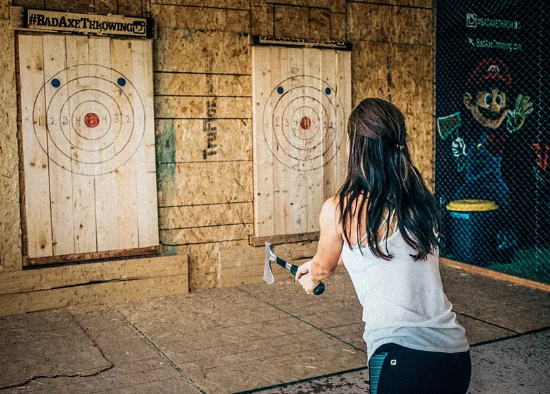 Image: Hurling hatchets beats tossing darts at Bad Axe Throwing.