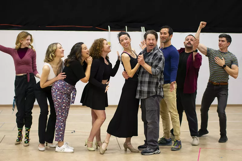 Image: actors rehearsing in a rehearsal room