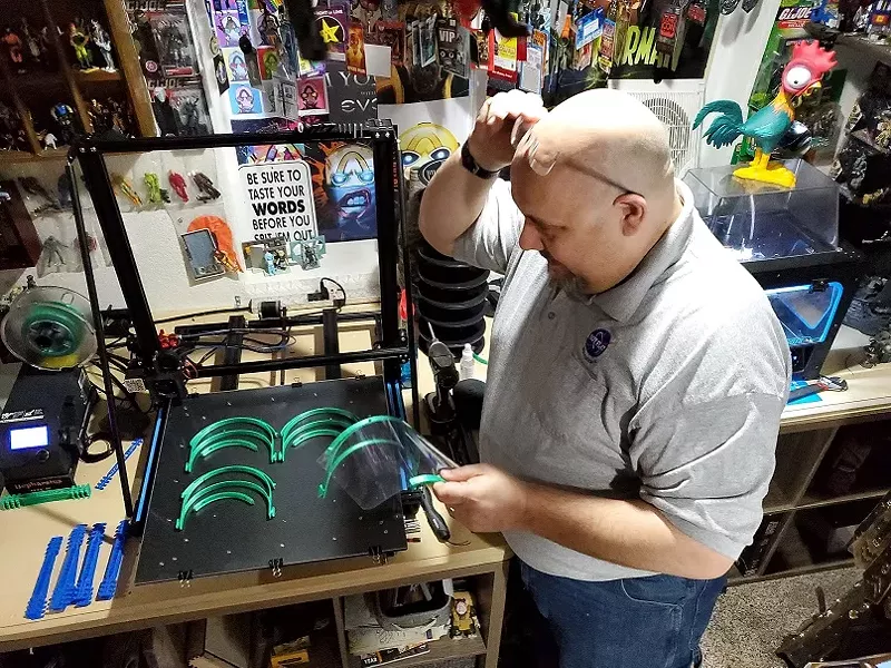 Image: Abel Gutierrez has transferred his cosplay costume-making skills into manufacturing gear for first responders.