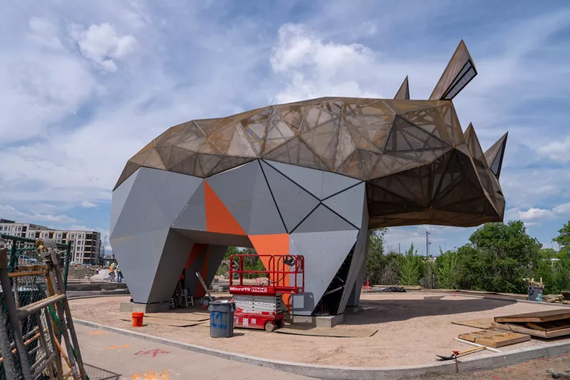 Image: A progress photo of a sculpture being installed