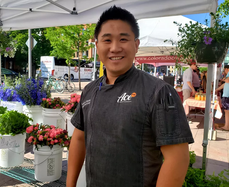 Image: Ace Eat Serve chef Thach Tran led the Union Station Farmers' Market chef's demo on Memorial Day weekend.