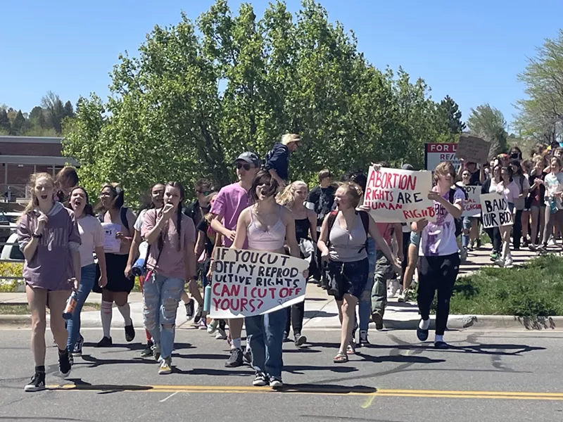Image: Green Mountain High School students walked out on May 12.