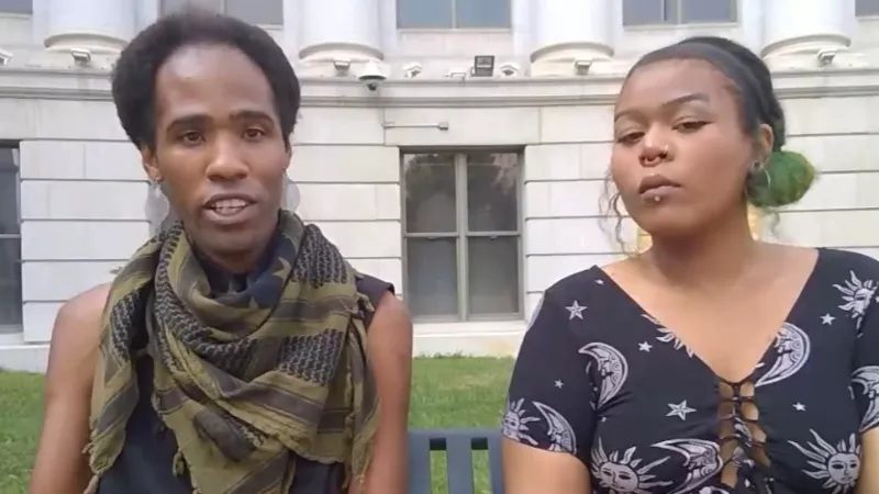 Image: Gabriel "Echo" Lavine and Azria "Az" Arroyo of the Afro Liberation Front as seen in a recent video.