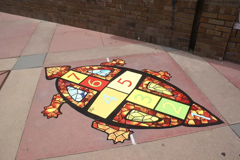 Image: Adolfo Romero's turtle hopscotch court.