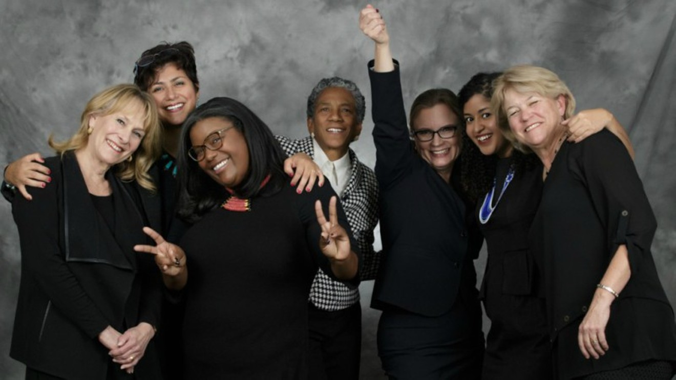 The current members of the Denver Board of Education (from left): Barbara O'Brien, Lisa Flores, Jennifer Bacon, Allegra "Happy" Haynes, Carrie Olson, Angela Cobián and Anne Rowe.