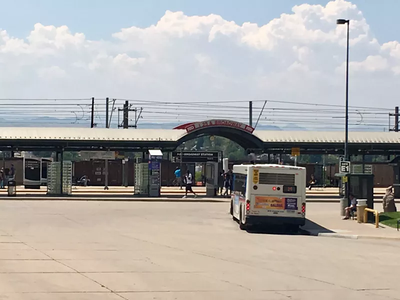 Image: The I-25 & Broadway RTD station.