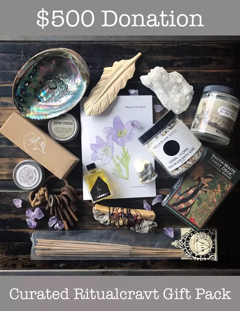 Image: Incentives for donating include a dreamy, crystal-filled gift pack from Ritualcravt.