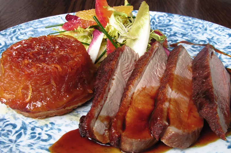 Image: Duck with spaghetti squash tart tatin and citrus salad at the brand-new LeRoux.
