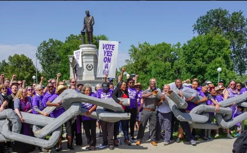 Image: A rally in support of Amendment A