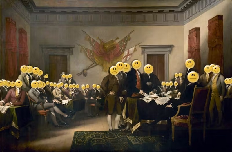 John Trumbull's "Declaration of Independence," with emoticons