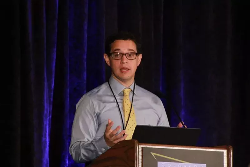 Image: Andrew Freedman at a marijuana management symposium this fall.