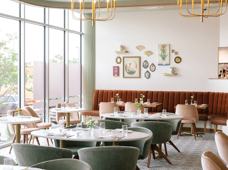 Image: interior of a restaurant dining room