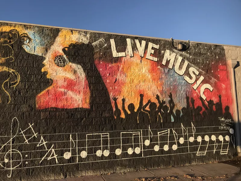 Image: Antero Hall at Eck's Saloon has maintained historic elements, including this mural outside.