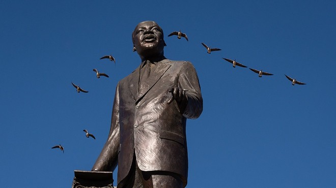 statue of Martin Luther King Jr. against blue sky