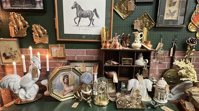 A shelf of antiques