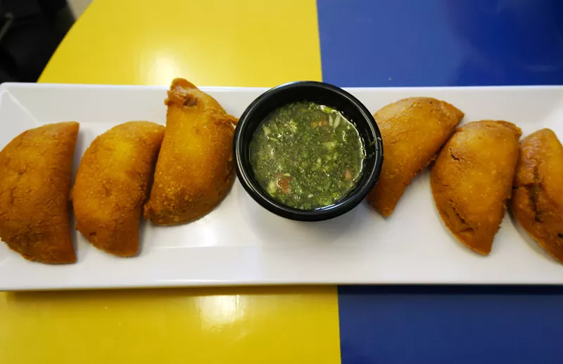 Image: Empanadas come with crispy corn shells at Antojitos Colombianos.