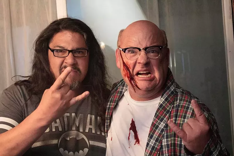 Image: Local filmmaker Haylar Garcia (left) and actor Kyle Gass on set for Apartment 212, a horror film shot in Denver.