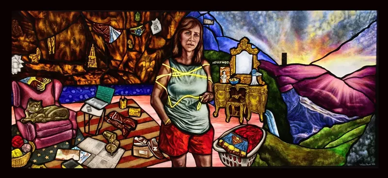 Image: Maria Valentina Sheets, "Wonder Woman," kiln-fired glass. Core Art Space.