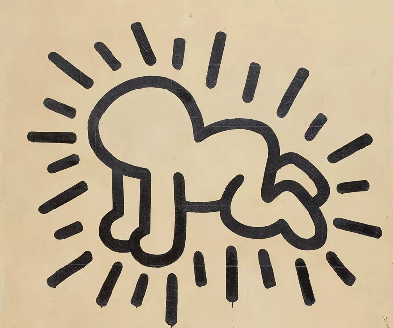 Image: One image from Keith Haring's "Grace Street Mural," on view at MCA Denver.
