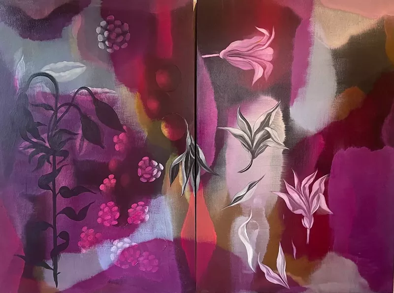 Image: Jody Guralnick, “Liliaceae,” (diptych) 2022, oil on panel.
