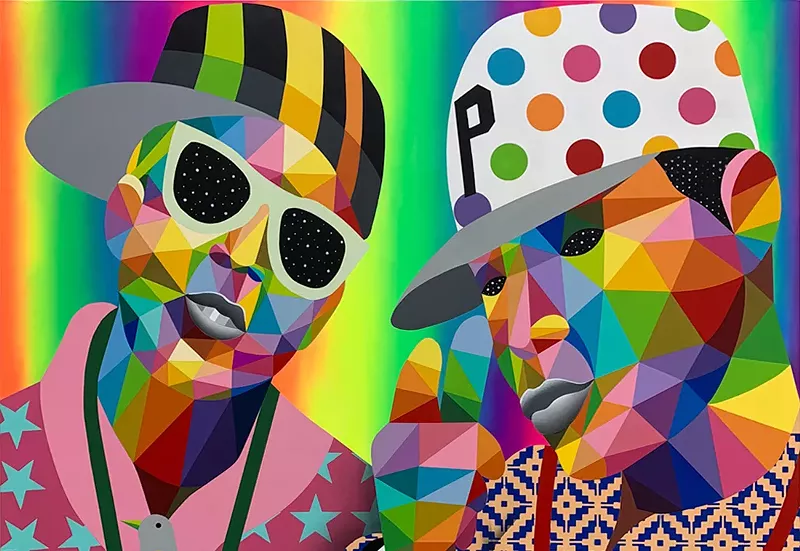Image: Okuda, "Public Enemy" (detail), 2020, archival ink on fine art paper.