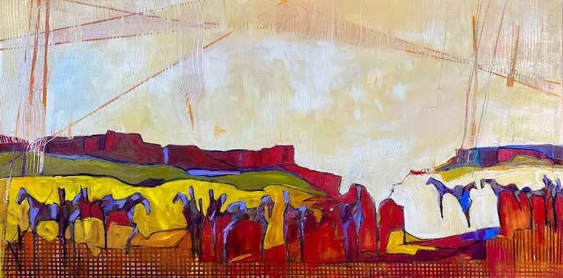 Image: “Geometry of the Herd,” mixed media.