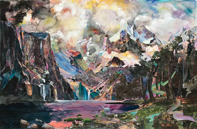 Image: A landscape collage by Libby Barbee for Landscape Reconstructed at Alto Gallery.