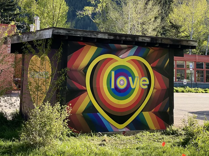 Image: Koko Bayer, Double “Rainbow Love.” (Recent Installation at the Red Brick Center for the Arts in Aspen).