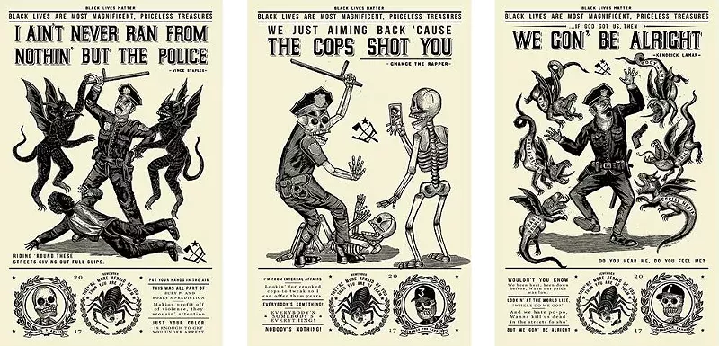 Image: Ravi Zupa's latest prints were made from engravings in traffic cones.