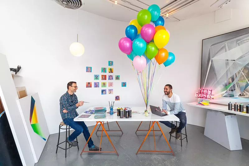 Image: Wes Magyar and Jonathan Saiz celebrate the kickoff of their 7000 Reasons portrait project.