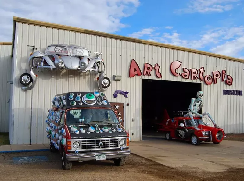 Image: outside of museum devoted to art cars
