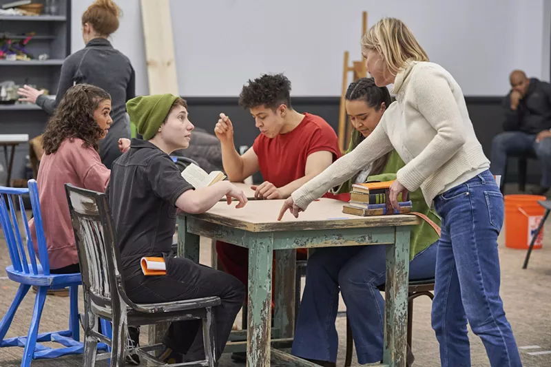 Image: Actors work a scene for the Arvada Center's upcoming production of Our Town.