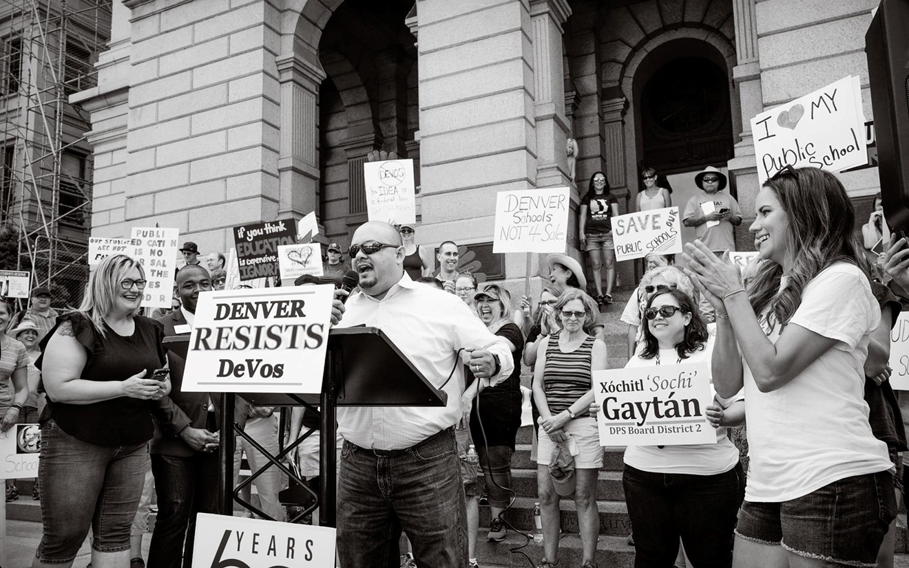 Joe Salazar at an education rally outside the Capitol.