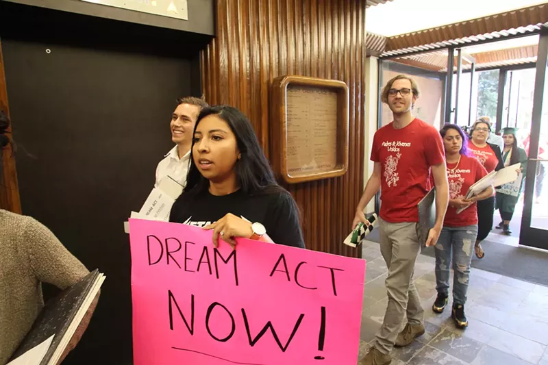 Image: DACA recipients and supporters inside U.S. Representative Mike Coffman's office during a demonstration in September 2017.