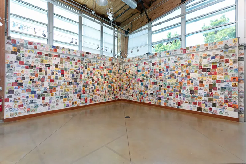 Image: Some of the 2000+ views of Devil's Tower in Trine Bumiller: Close Encounters at the Art Gym.