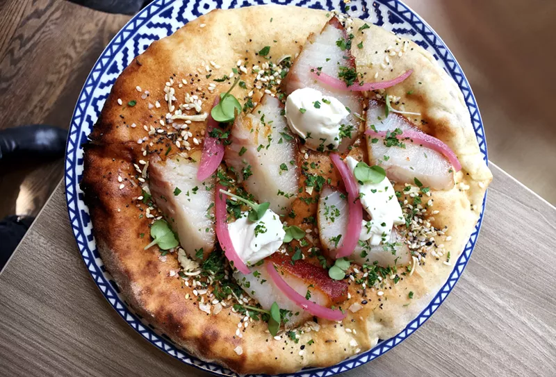Image: Ash'Kara's new brunch includes this pita topped with smoked sable.
