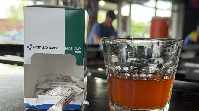 A box of smelling salts and a Skittles-infused shot at Skyline Pub.