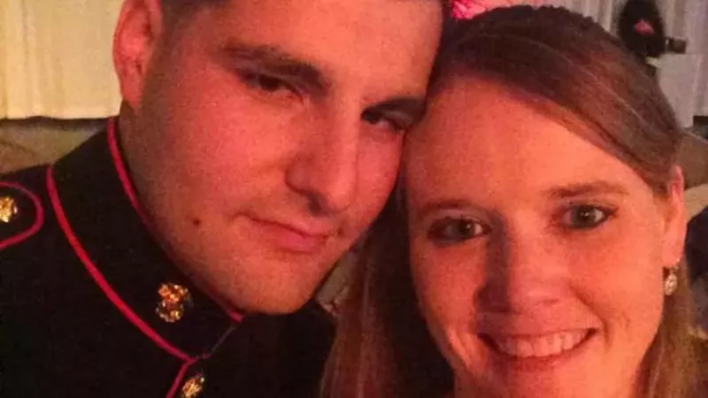 Image: Travis Mason, seen with his wife, Samantha, was killed while working as a security guard for a marijuana business. His slaying remains unsolved at this writing.